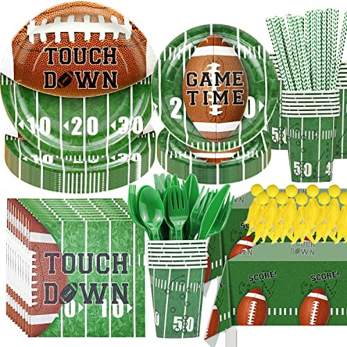 Football Party Supplies Football Phrase Paper Dessert Plates & Game Play Beverage Napkins Serves 16 Football Party Supplies Football Phrase Paper Dessert Plates & Game Play Beverage Napkins Serves 16